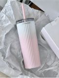 Starbucks 2023 China Pink White Gradient Ombre 16oz SS Cup Tumbler with Two Lids