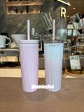 Starbucks 2023 China Peach Pink or Pink White Gradient Ombre 16oz SS Cup Tumbler with Two Lids