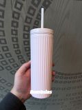 Starbucks 2023 China Peach Pink or Pink White Gradient Ombre 16oz SS Cup Tumbler with Two Lids