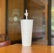 Starbucks 2023 China Lily of the Valley White Dion Lattice 20oz Cup Tumbler with Topper