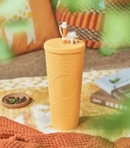 Starbucks 2023 China Yellow Cute Elephant Topper 24oz Venti Studded Cup Tumbler