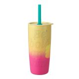 Starbucks 2023 Taiwan Rainbow Yellow Pink 20oz SS Tumbler with two lids