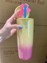 Starbucks 2023 Taiwan Rainbow Yellow Pink 20oz SS Tumbler with two lids