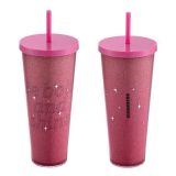 Starbucks 2023 Taiwan Be Bold and Shine Pink Glitter 24oz Plastic Tumbler