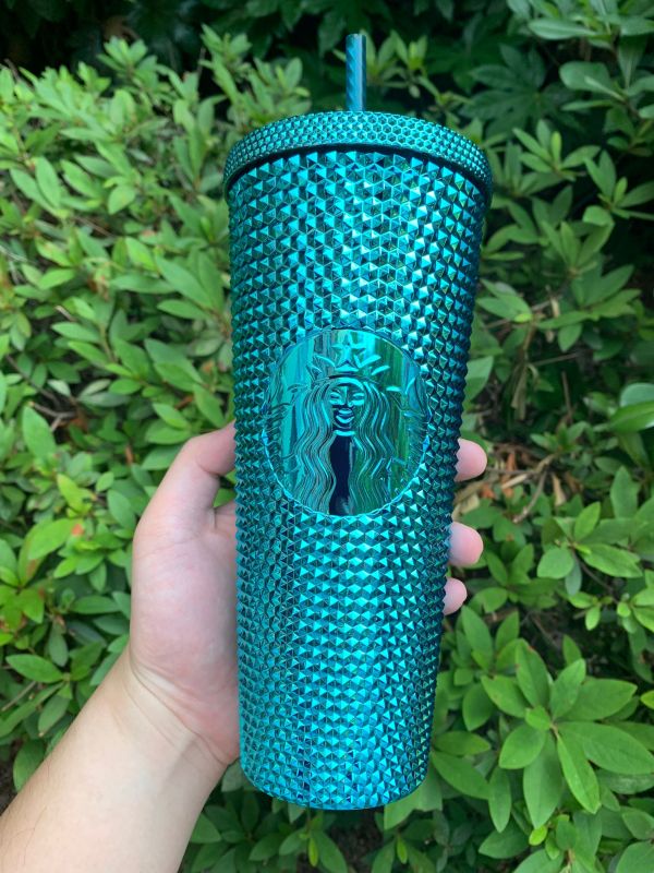 Minor Flaw No Tag Starbucks US Chrome Blue Studded