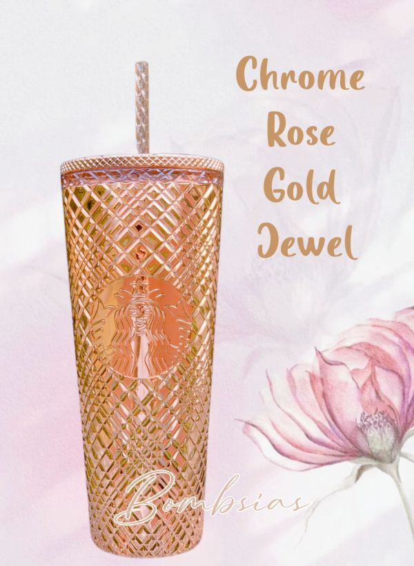 Starbucks US Chrome Rose Gold Jewel 24oz Tumbler new with tag