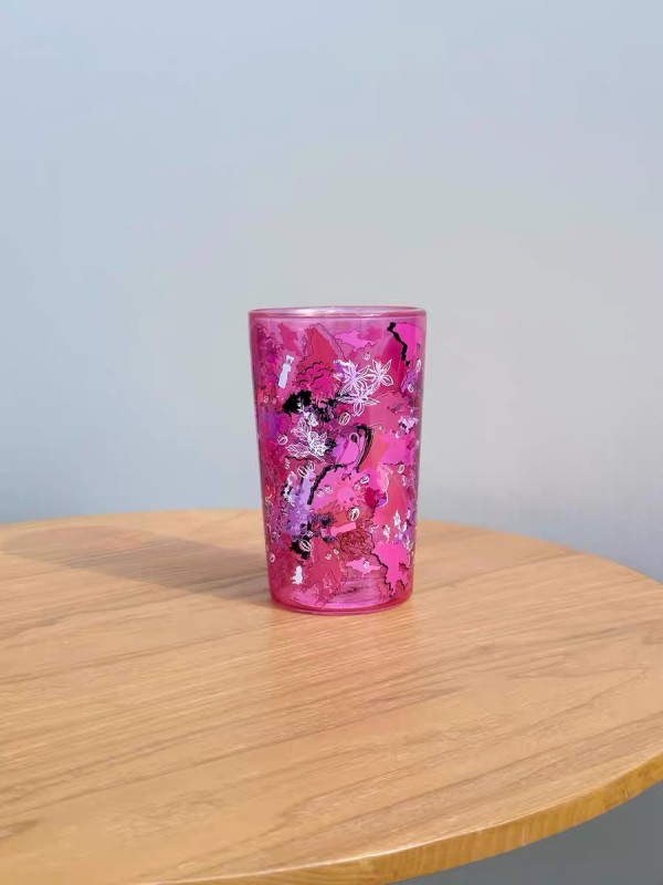 Starbucks 2023 China Summer Love Rose Red 12oz Double Wall Glass Cup