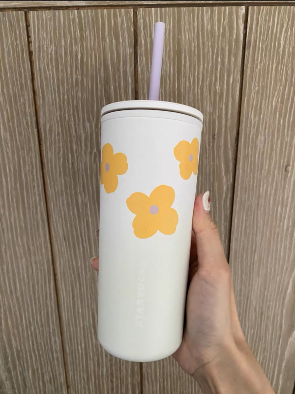Starbucks 2023 Taiwan Printing Flower 12oz Plastic Tumbler