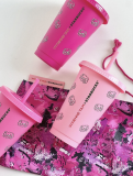 Starbucks 2023 China Summer Love Rose Pink 20oz Plastic Three Tumblers with Bag Set