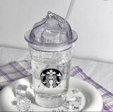 Starbucks 2023 China Purple Floral Ice Cream 12oz Straw Glass Cup