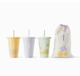 Starbucks 2023 China Summer Fresh Flower 20oz Three Plastic Tumblers Set