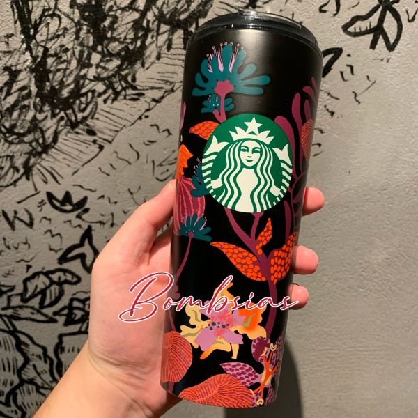 Minor Flaw No Tag Starbucks Halloween Flower 16oz SS Tumbler