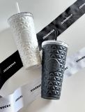 Starbucks 2023 China Valentine's Day White and Black Dion Lattice 20oz Cup Tumbler with Gift Box