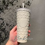 Starbucks 2023 China Valentine's Day White and Black Dion Lattice 20oz Cup Tumbler with Gift Box
