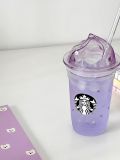 Starbucks 2023 China Purple Floral Ice Cream 12oz Straw Glass Cup
