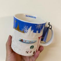 Starbucks 2023 Thailand Bangkok Blue 16oz Relief Mug