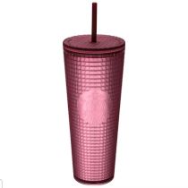 Starbucks 2023 Taiwan Burgundy Red Grid 24oz Tumbler
