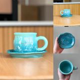 Starbucks 2023 China Anniversary Ocean Blue Elegant 14oz Mug with Coaster