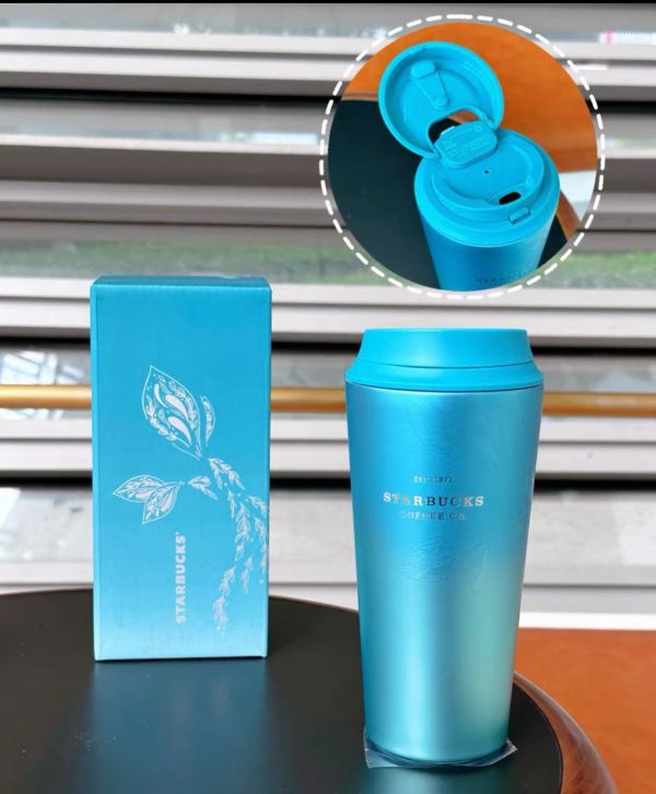 Starbucks 2023 China Anniversary Ocean Blue Siren Tail 16oz SS Tumbler