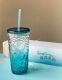 Starbucks 2023 China Anniversary Ocean Elegant Blue 22oz Glass Cup ship in the middle of Oct.
