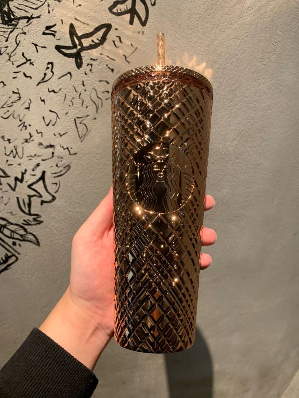 Starbucks 2023 Metallic Gold Rose Gold Jewel 24oz Tumbler
