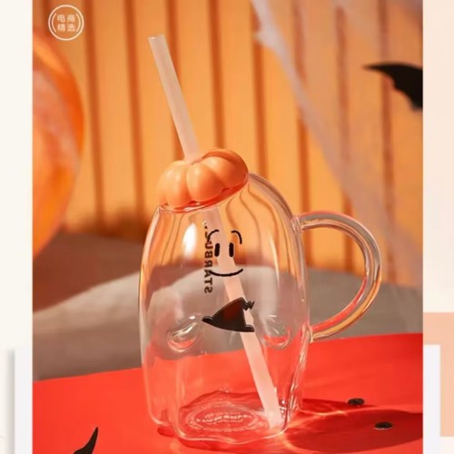 Starbucks 2023 China Halloween 15oz Glass Straw Tumbler