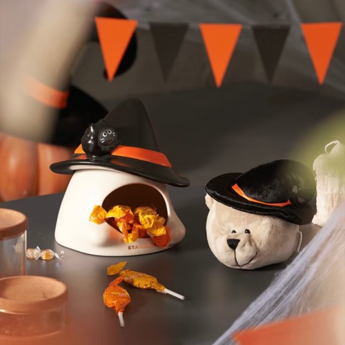 Starbucks 2023 China Halloween Costume Bear ceramics sugar bowl with bear keychain