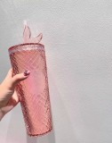 Preorder Starbucks 2023 China Pink Jewel 24oz Tumbler with Siren Tail Topper