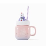 Starbucks 2023 China Christmas Polar Bear and Husky Pink Purple Gradient 14oz Straw Mug