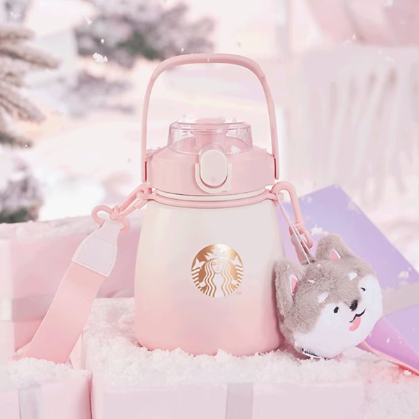 Starbucks 2023 China Christmas Cute Pet Pink Husky Big Size 35oz SS Tumbler