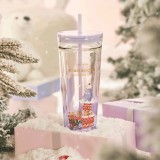 Starbucks 2023 China Christmas Gift Polar bear Purple 20oz Glass Cup