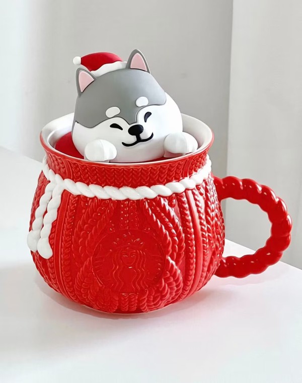 Starbucks 2023 China Christmas Cute Pet Red Sweater Husky 18oz Mug