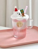 Starbucks 2023 China Christmas Polar Bear Gingerbread Man Gift 14oz Glass Cup