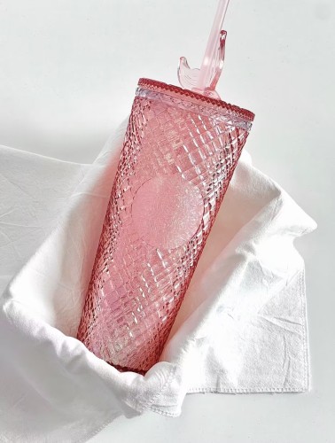Preorder Starbucks 2023 China Pink Jewel 24oz Tumbler with Siren Tail Topper