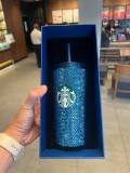 Starbucks 2023 Thailand 25th Anniversary Blue Rhinestone SS Tumbler ship in the earlier of Nov.