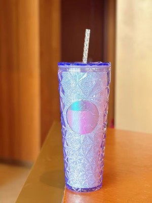 Straw Topper Mouse Purple Glitter Shiny Studded Cup Tumbler
