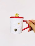 Starbucks 2023 China Christmas White and Red Snowflake 14oz Mug