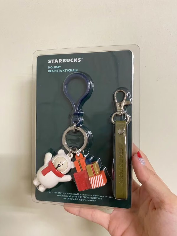 Starbucks 2023 Taiwan Christmas Polar Bear Gift Keychain