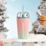Starbucks 2023 China Christmas Pink Green Polar Bear 16oz SS Tumbler