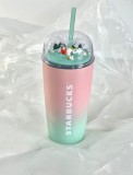 Starbucks 2023 China Christmas Pink Green Polar Bear 16oz SS Tumbler