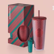 Preorder Starbucks 2023 Thailand Red Bling Studded with Green Keychain ship in the earlier of Dec.