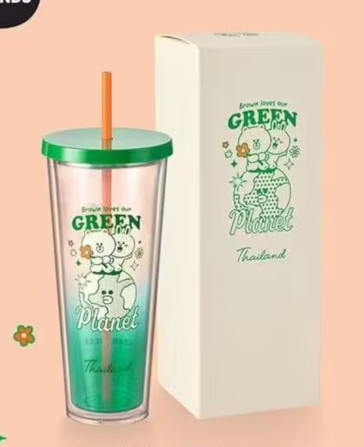 Starbucks 2023 Thailand Line Friends Loves Our Green Planet 24oz Tumbler ship in the middle of Dec.