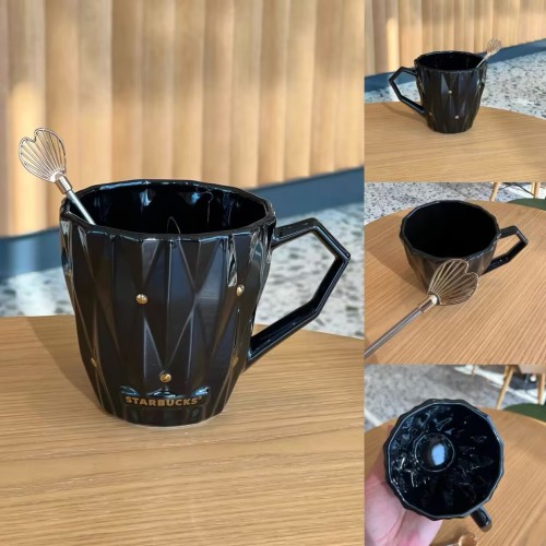 Starbucks 2023 China Christmas Black Gold 12oz Mug with Stick