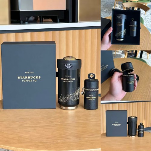 Starbucks 2023 China Christmas Black Gold 17oz SS Tumbler with Lipstick Pack