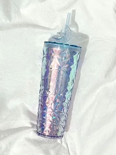 Starbucks 2023 China Christmas Star Moon Topper Blue Prism Diamond 24oz Tumbler