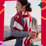 Starbucks 2023 China Christmas Winter Warm Red Scarf(size:1570*250mm)