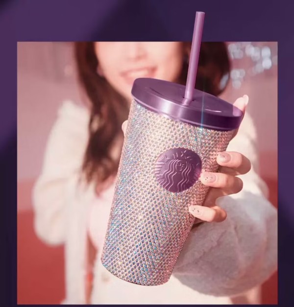 Starbucks 2023 China Christmas Purple Rhinestone 20oz SS Tumbler