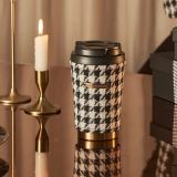 Starbucks 2023 China Black and White Houndstooth 12oz SS Tumbler with Sleeve