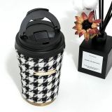 Starbucks 2023 China Black and White Houndstooth 12oz SS Tumbler with Sleeve