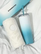 Starbucks 2023 China Blue Gradient Aurora 16oz SS Tumbler with Sleeve